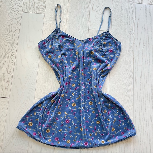 Vintage Victorias Secret Country Velour Velvet Ditsy Floral Lace Trim Tank Top - Picture 3 of 17